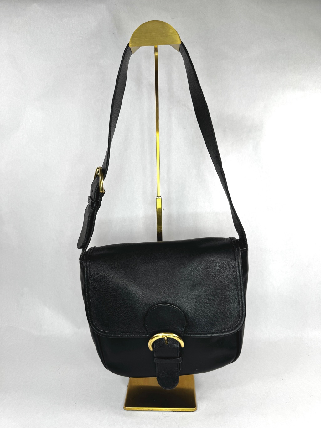 Vintage Coach Bedford Flap Saddle Bag 4164 Black Glovetanned Leather Usa